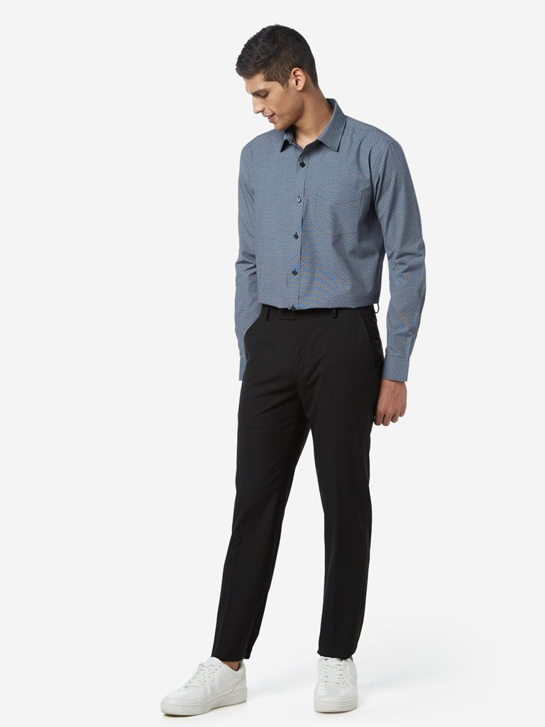 WES Formals Grey Printed Relaxed Fit Shirt