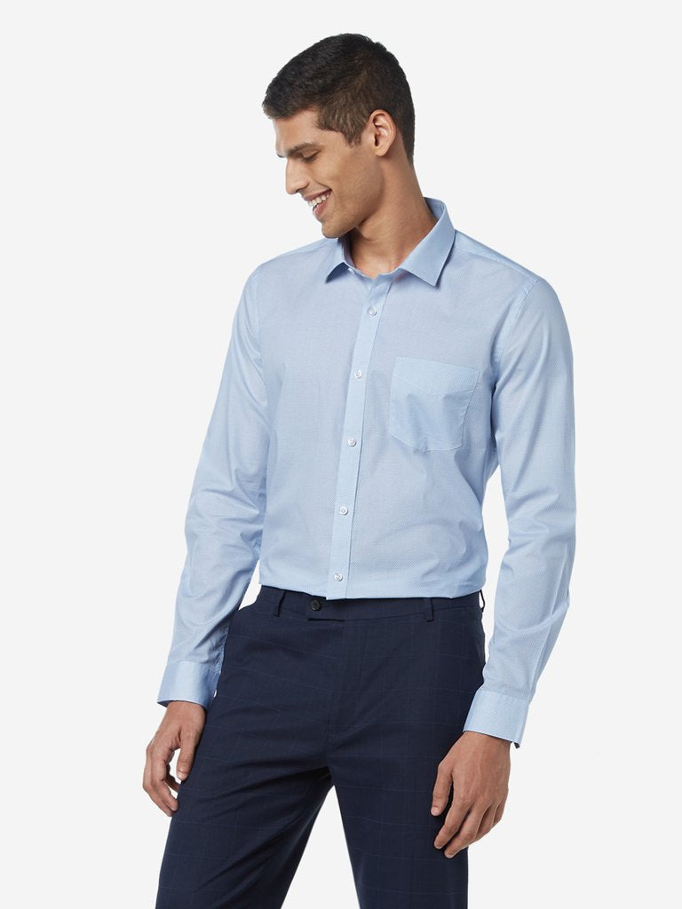 WES Formals Light Blue Slim Fit Shirt