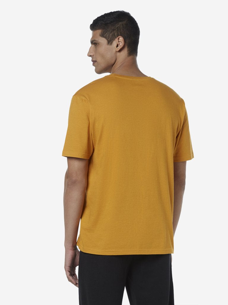 WES Lounge Mustard Printed Relaxed Fit T-Shirt