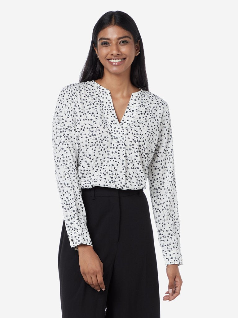 Wardrobe White Printed Bridget Blouse