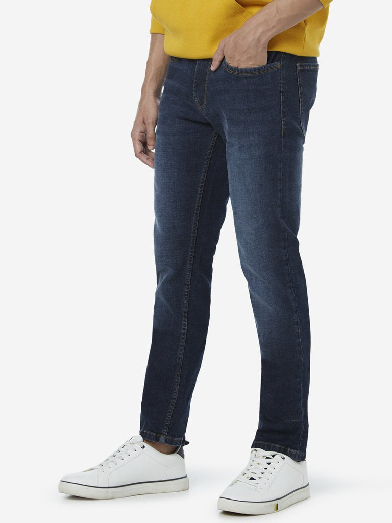 WES Casuals Dark Blue Relaxed Fit Jeans
