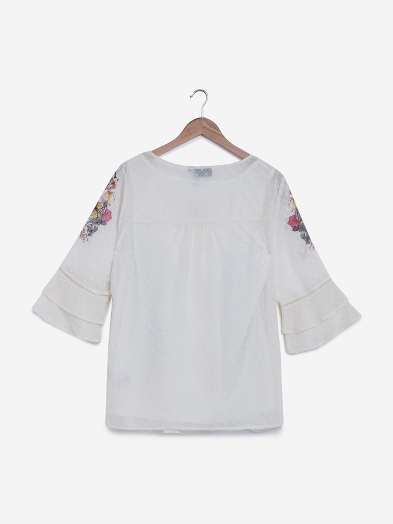 Gia Curves Off White Floral Print Top