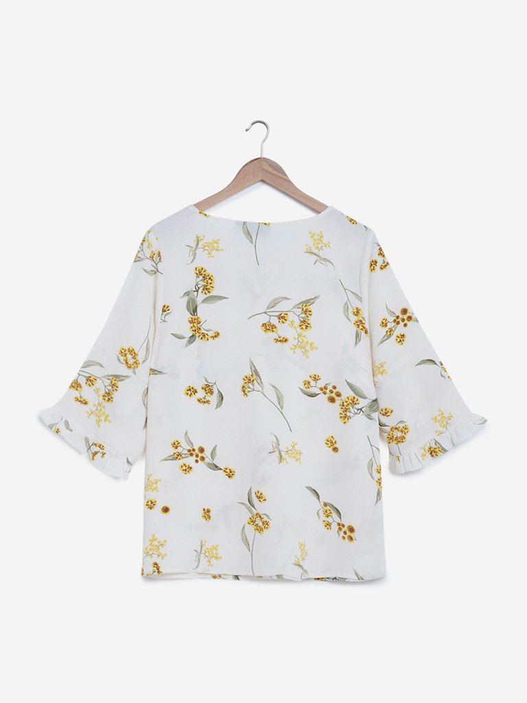 Gia Curves White Floral Print Top