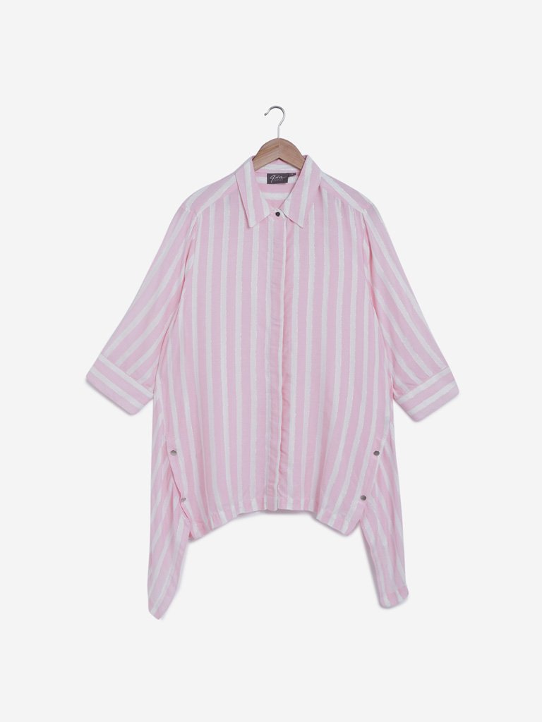 Gia Curves Light Pink Asymmetrical Shirt
