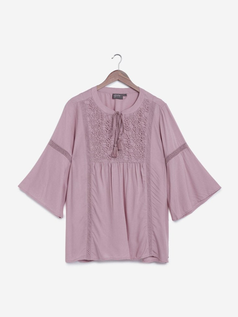 Gia Curves Lilac Crochet Design Top