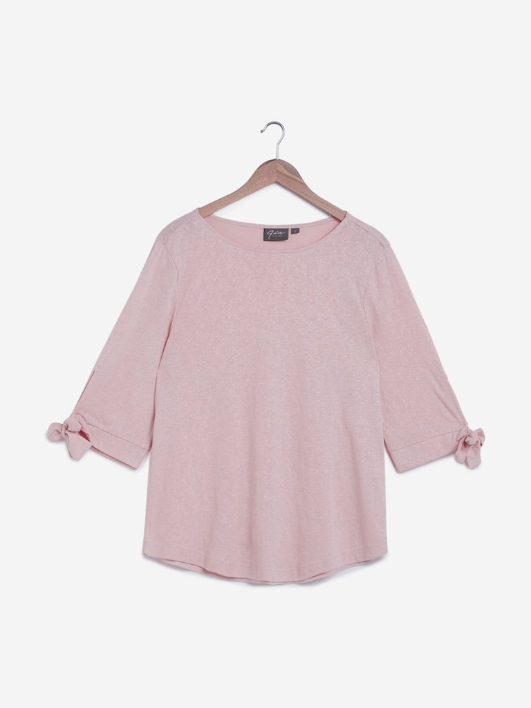 Gia Curves Light Pink Shimmer Detailed Top