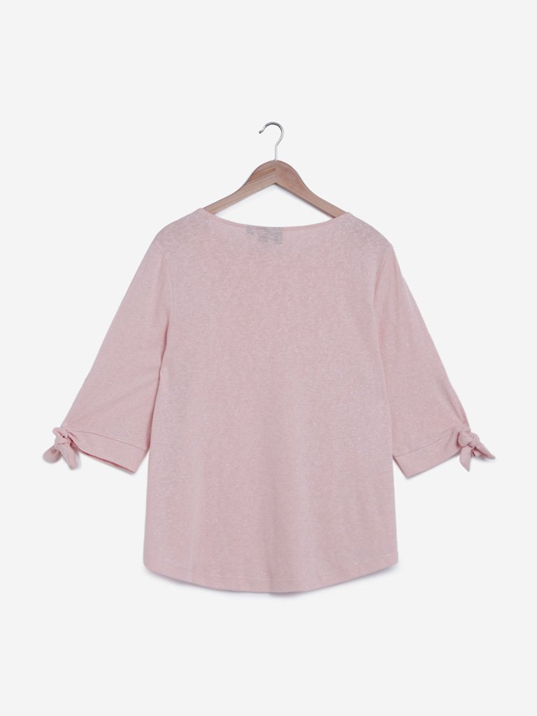Gia Curves Light Pink Shimmer Detailed Top