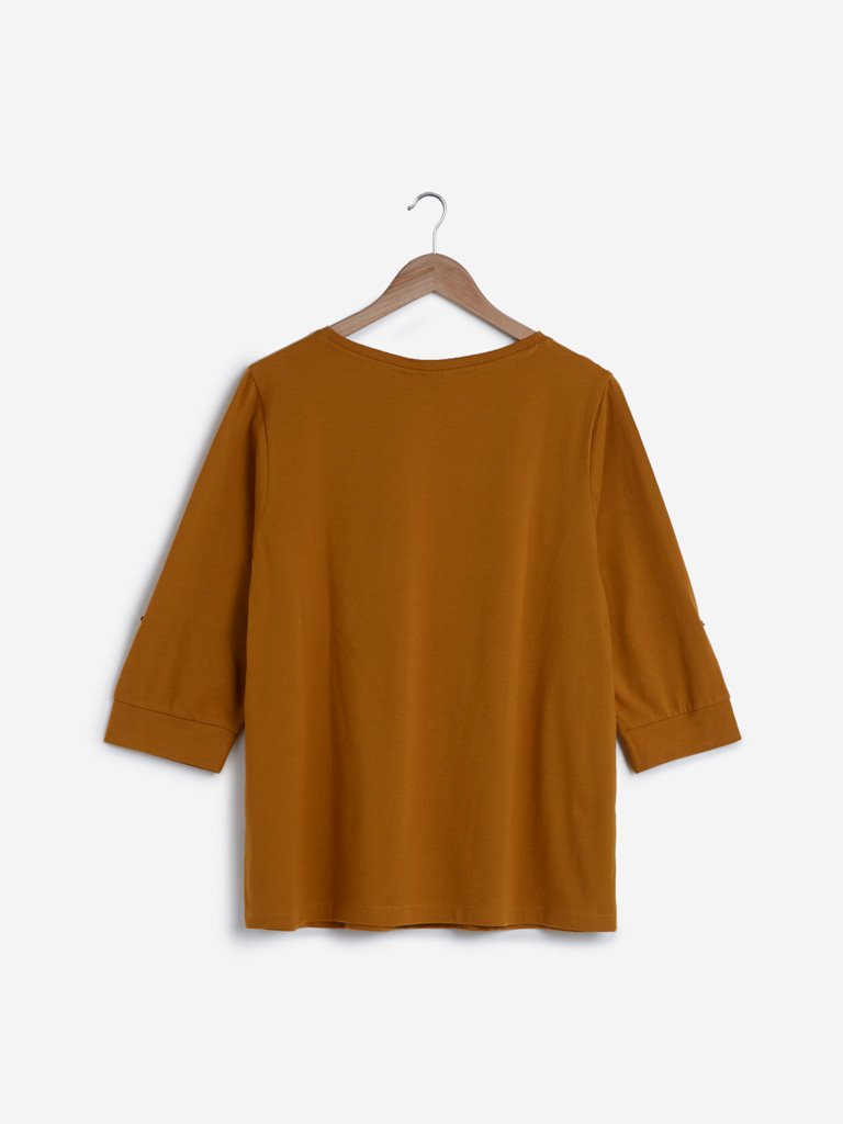 Gia Curve Ochre Dango Top