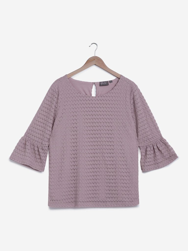 Gia Curves Lilac Crochet Detailed Dorothy Top