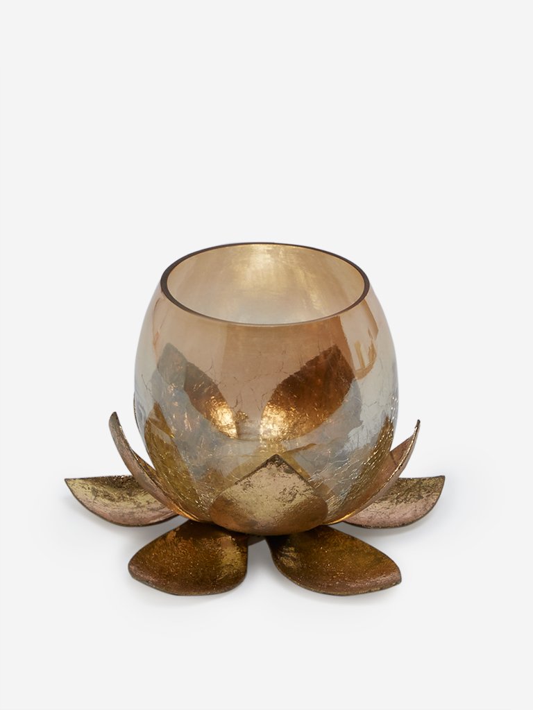 Westside Home Gold Lotus Candle Stand