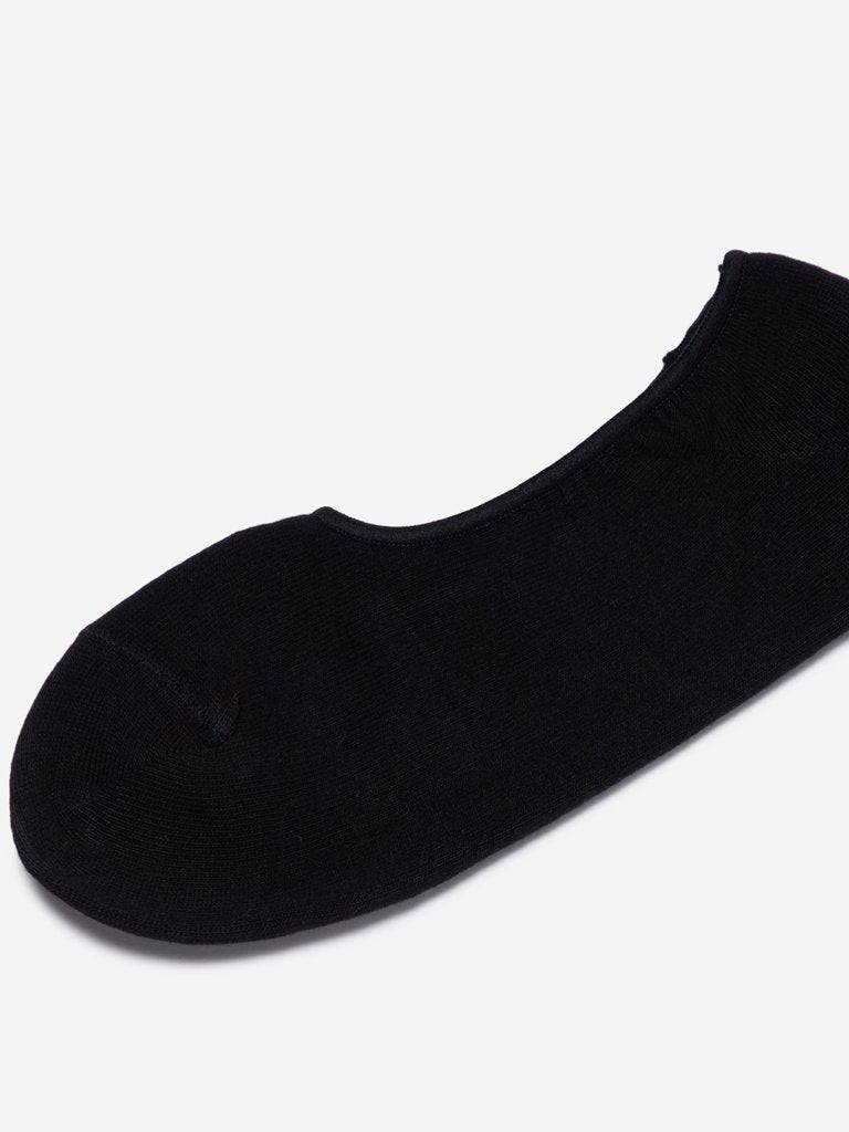 WES Lounge Black Invisible Cotton Socks Pack Of One