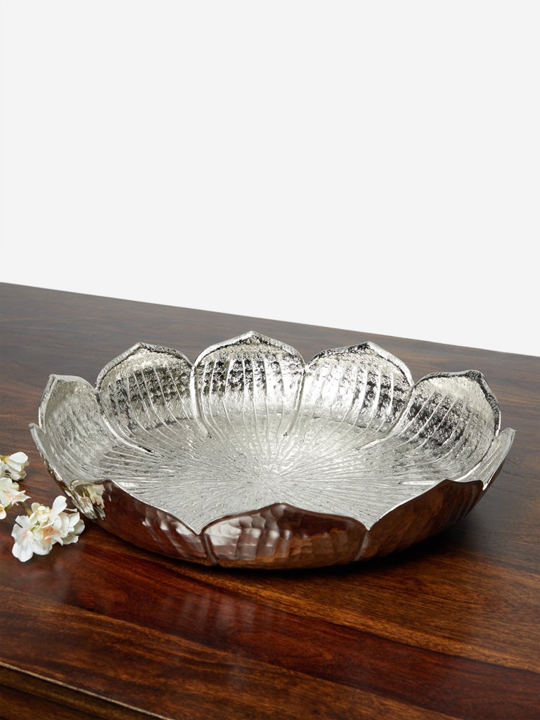 Westside Home Silver Large Lotus Platter