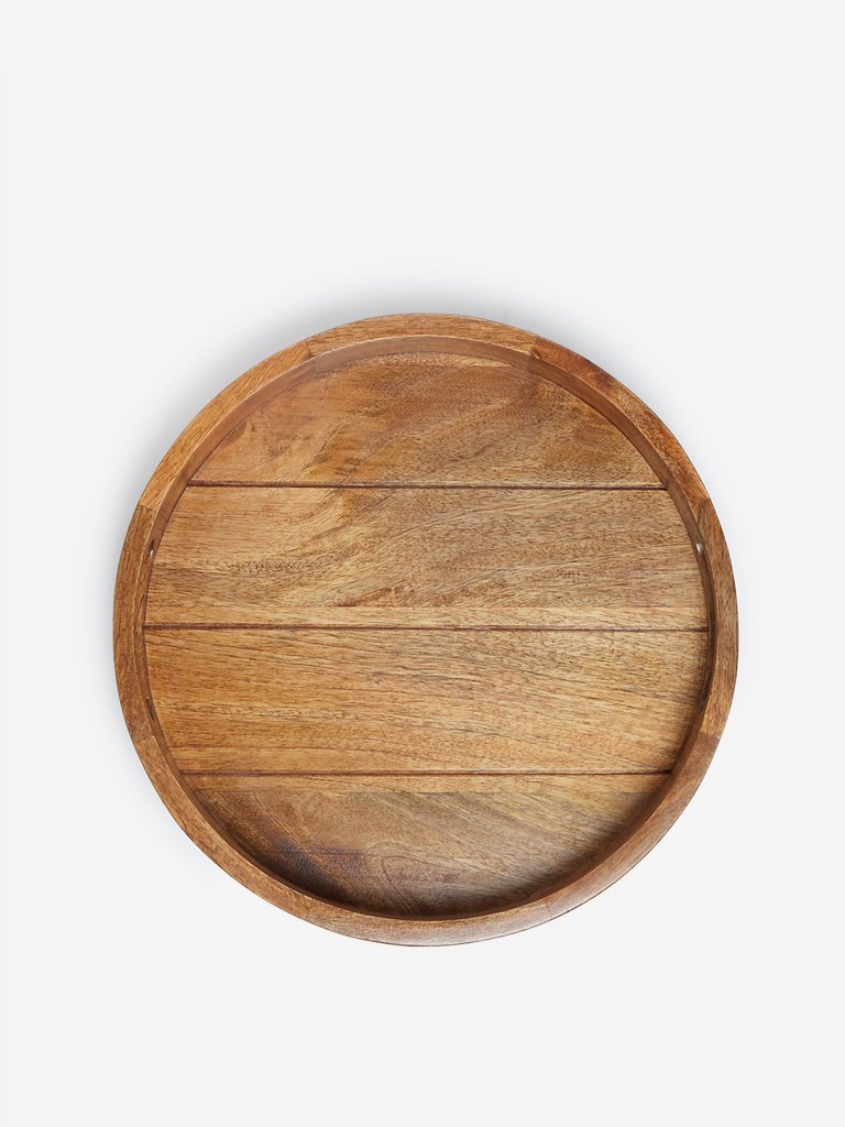 Westside Home Brown Wooden Round Tray
