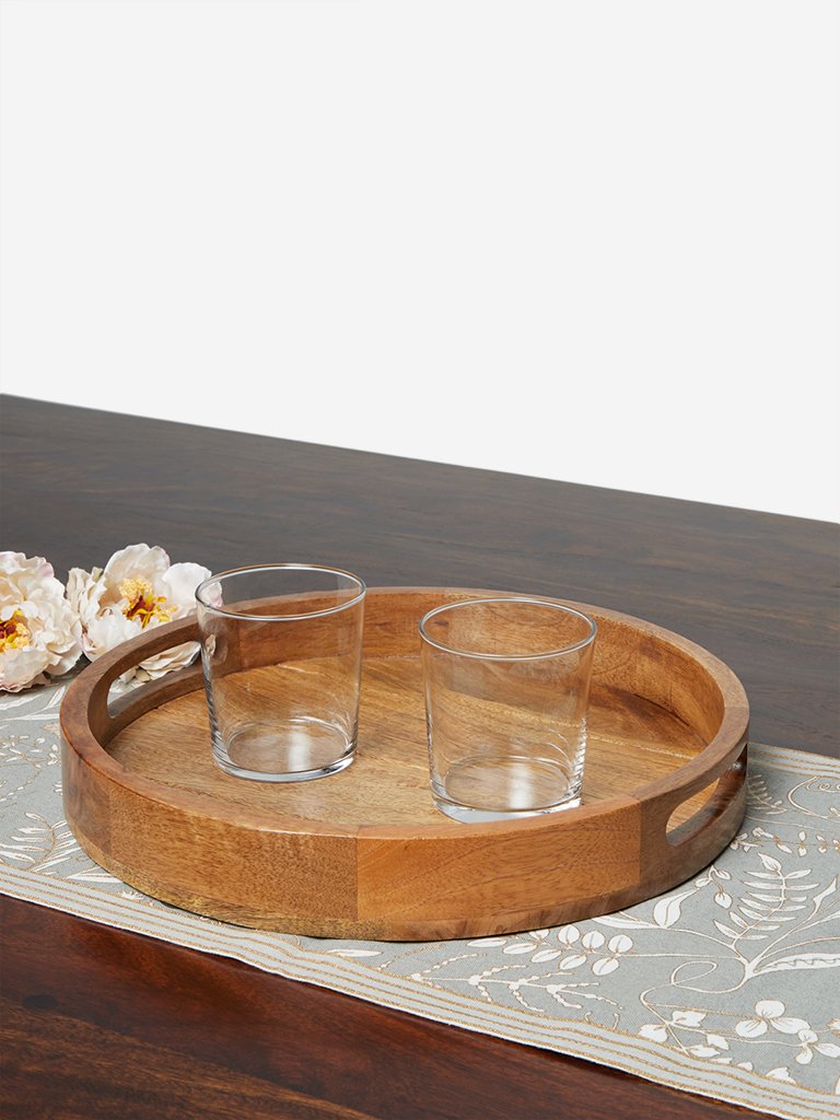 Westside Home Brown Wooden Round Tray