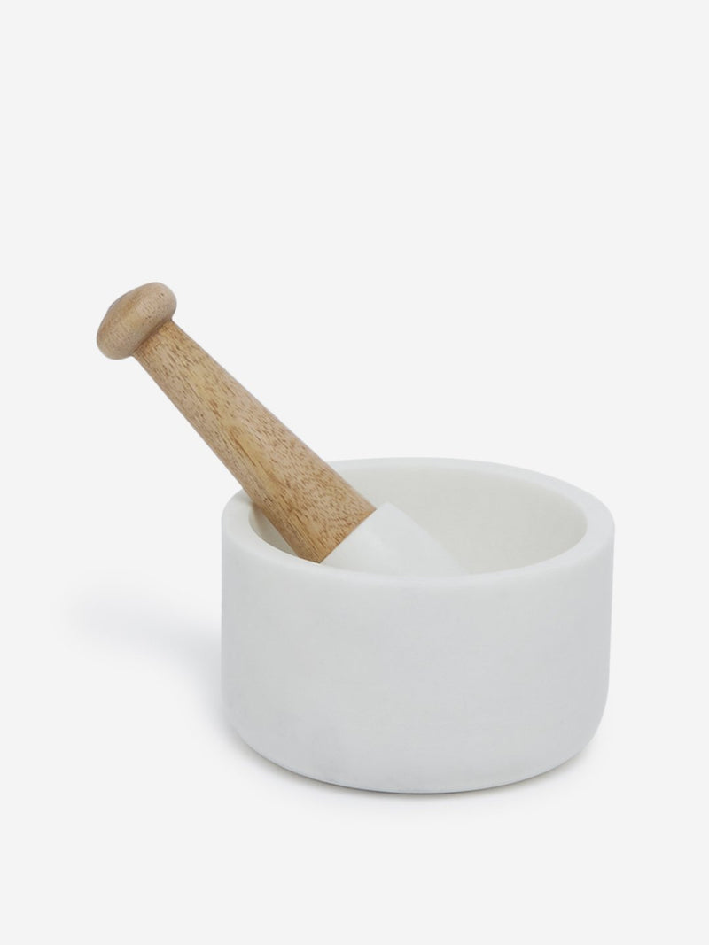 Westside Home White Marble Mortar And Pestle Set