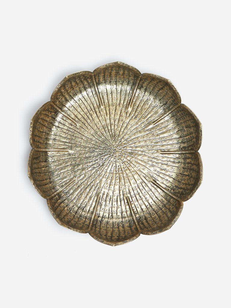 Westside Home Large Brass Lotus Platter