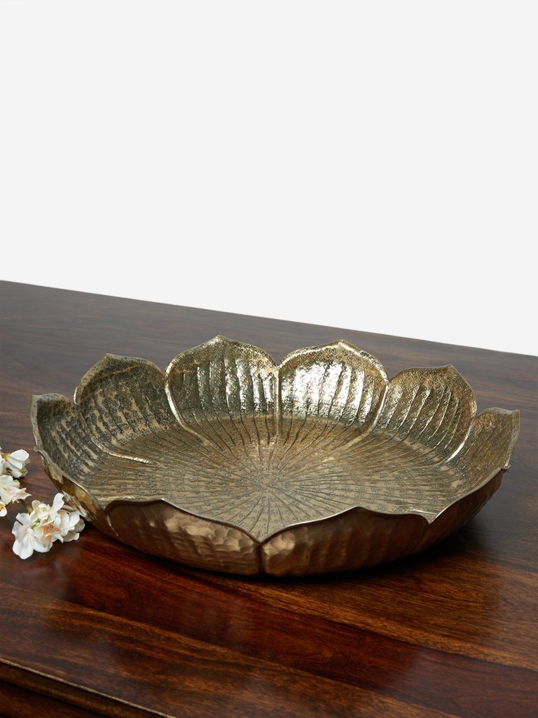 Westside Home Large Brass Lotus Platter