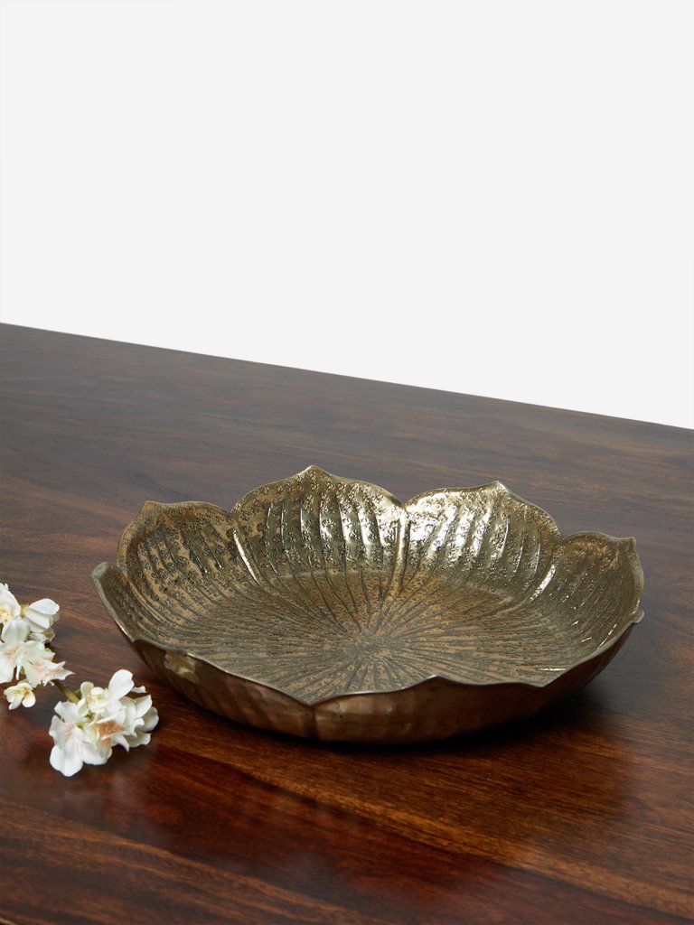 Westside Home Small Brass Lotus Platter
