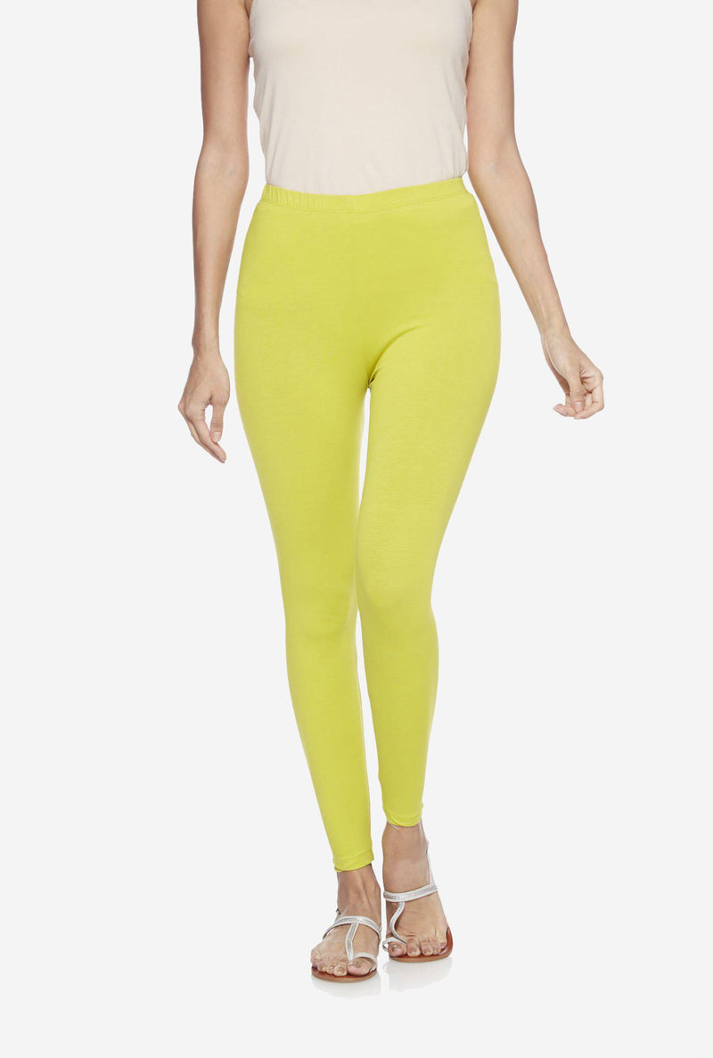 Utsa Lime Green Cropped Leggings