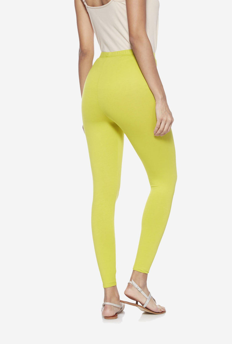 Utsa Lime Green Cropped Leggings