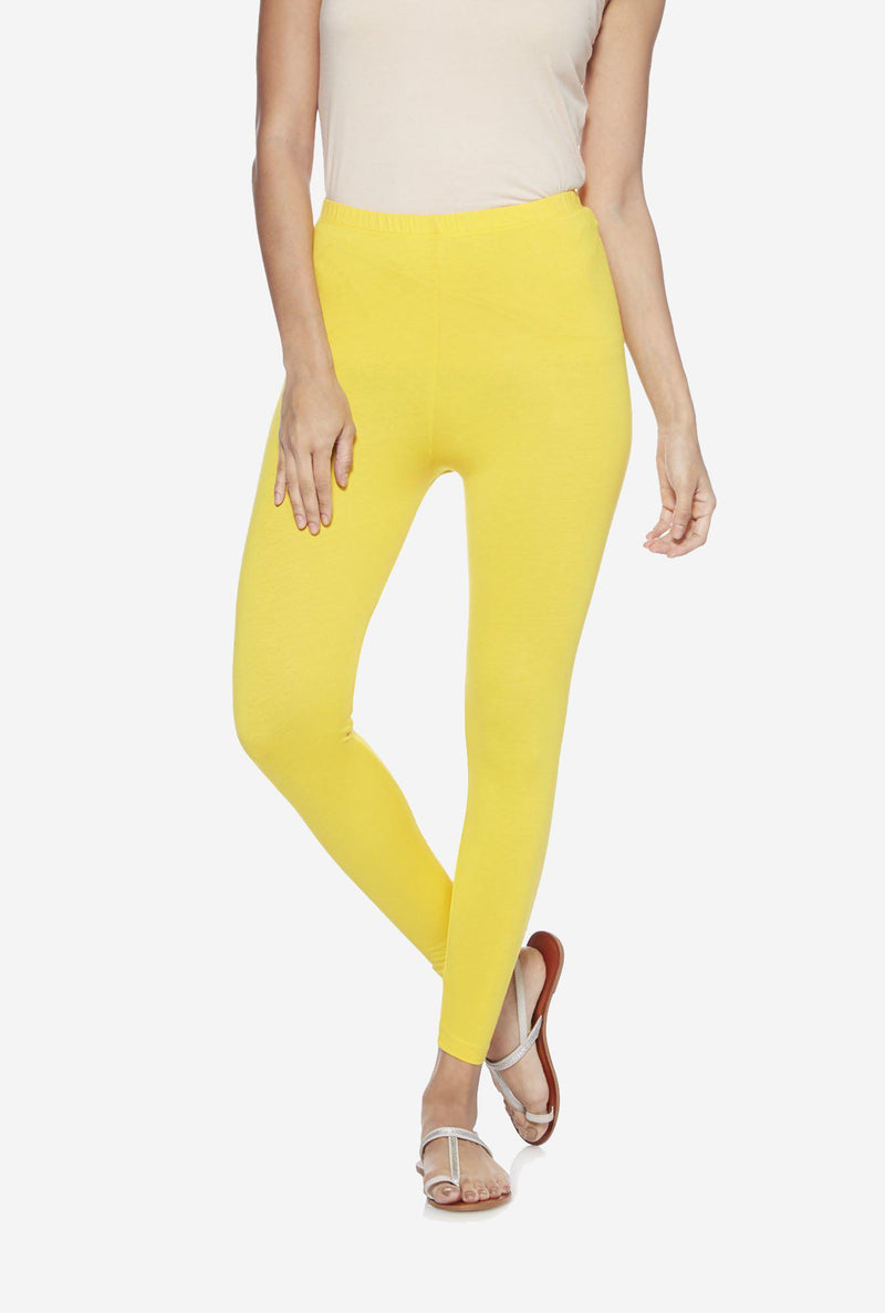 Utsa Yellow Cropped Leggings