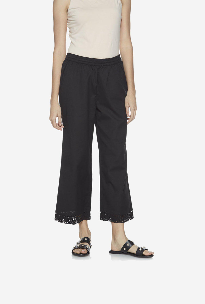 Utsa Black Crochet Palazzos