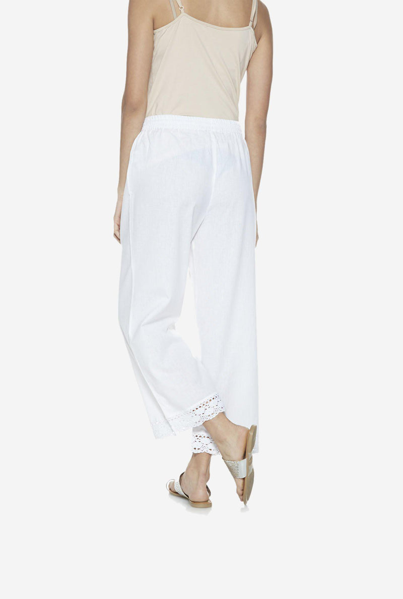 Utsa White Crochet Palazzos
