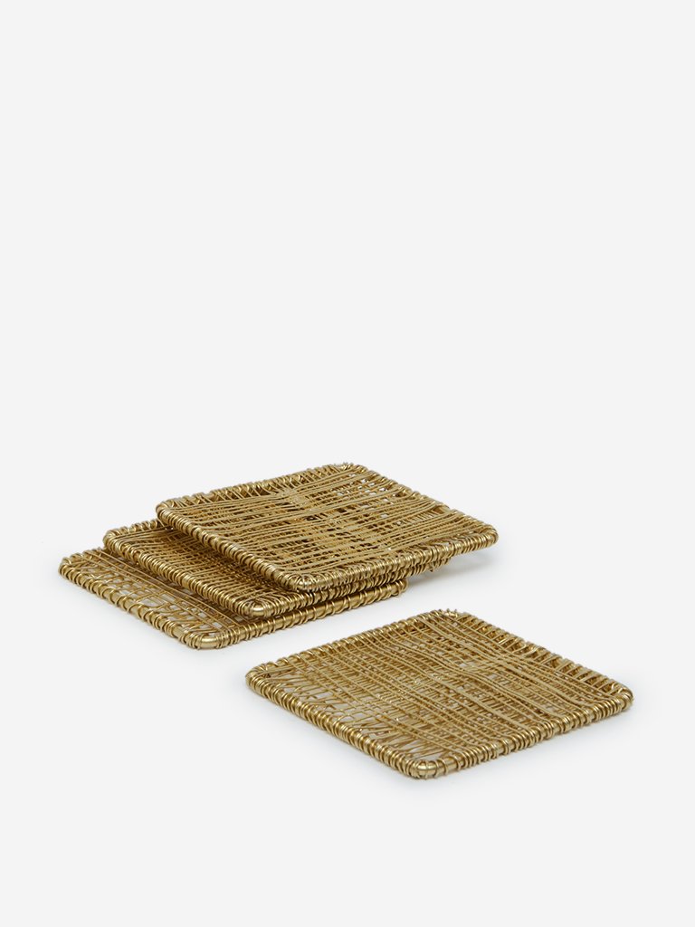 Westside Home Gold Wired Coasters Set of Four