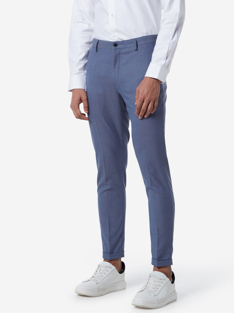 WES Formals Blue Carrot Fit Cropped Trousers