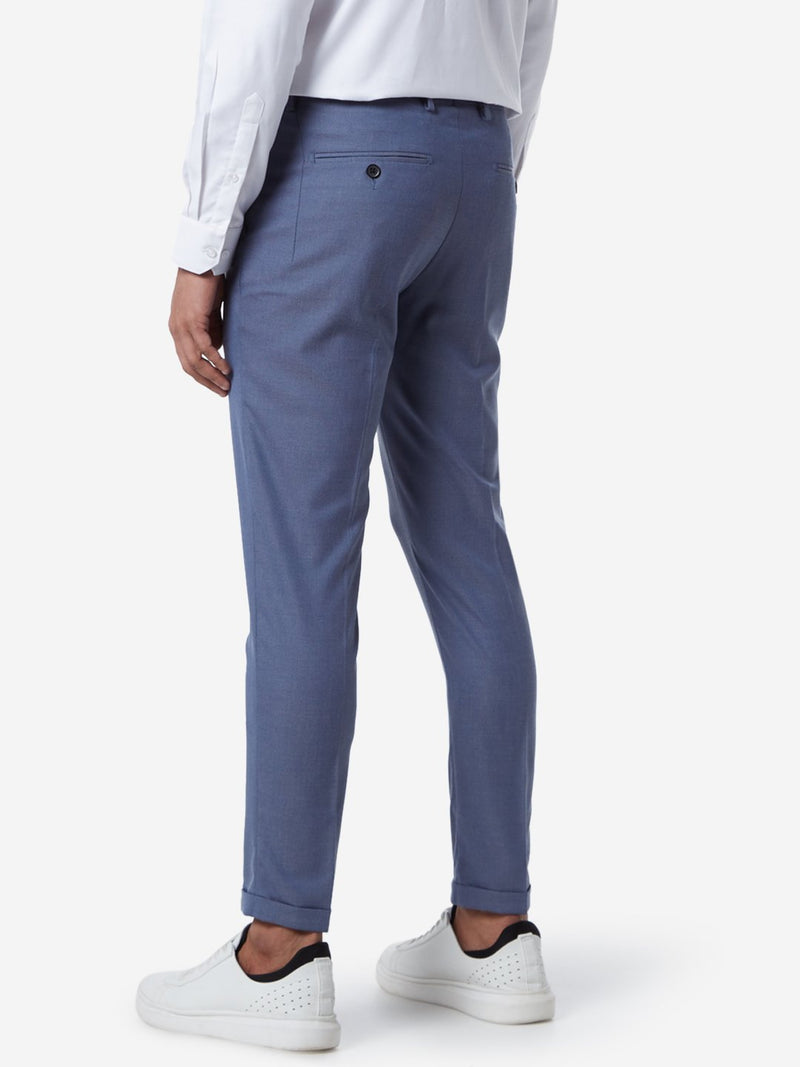 WES Formals Blue Carrot Fit Cropped Trousers