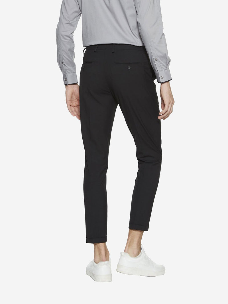 WES Black Slim Fit Formal Carrot Trousers