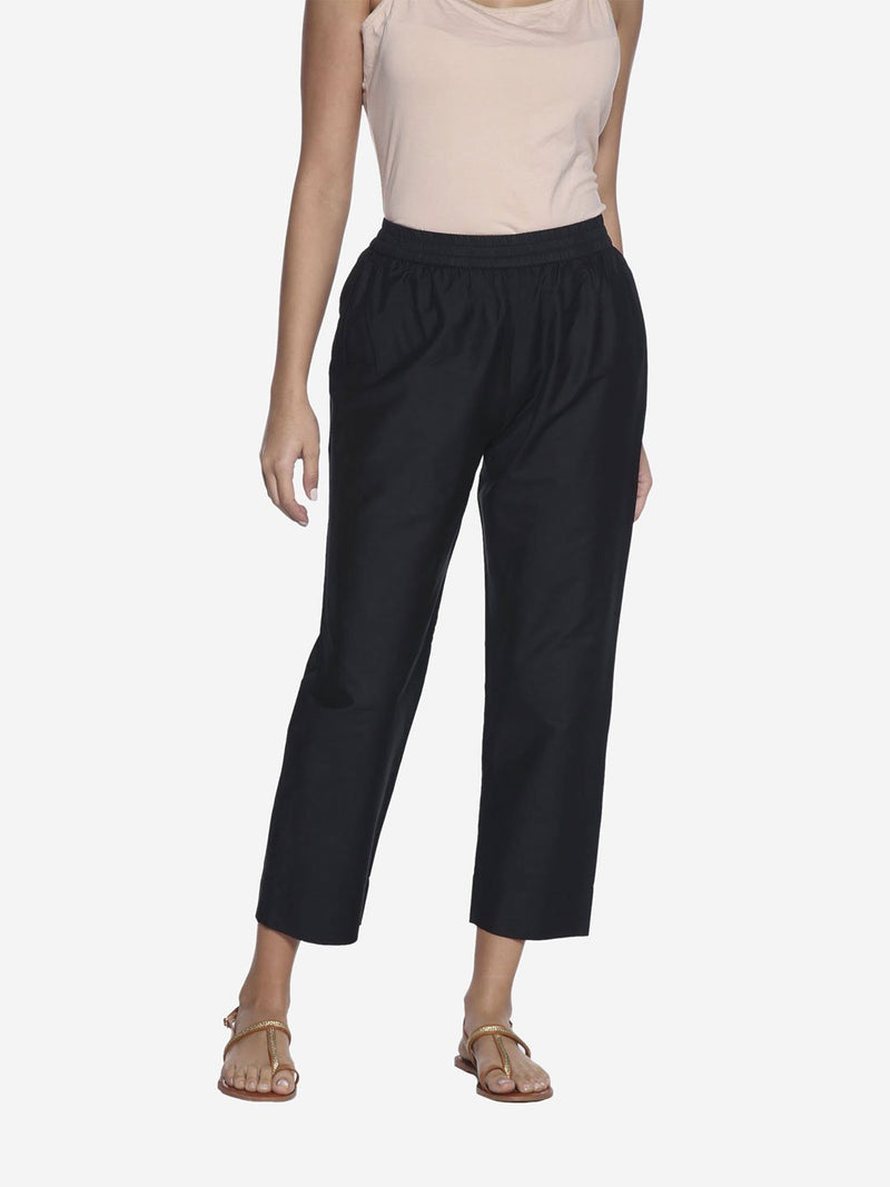 Utsa Black Cropped Ethnic Pants