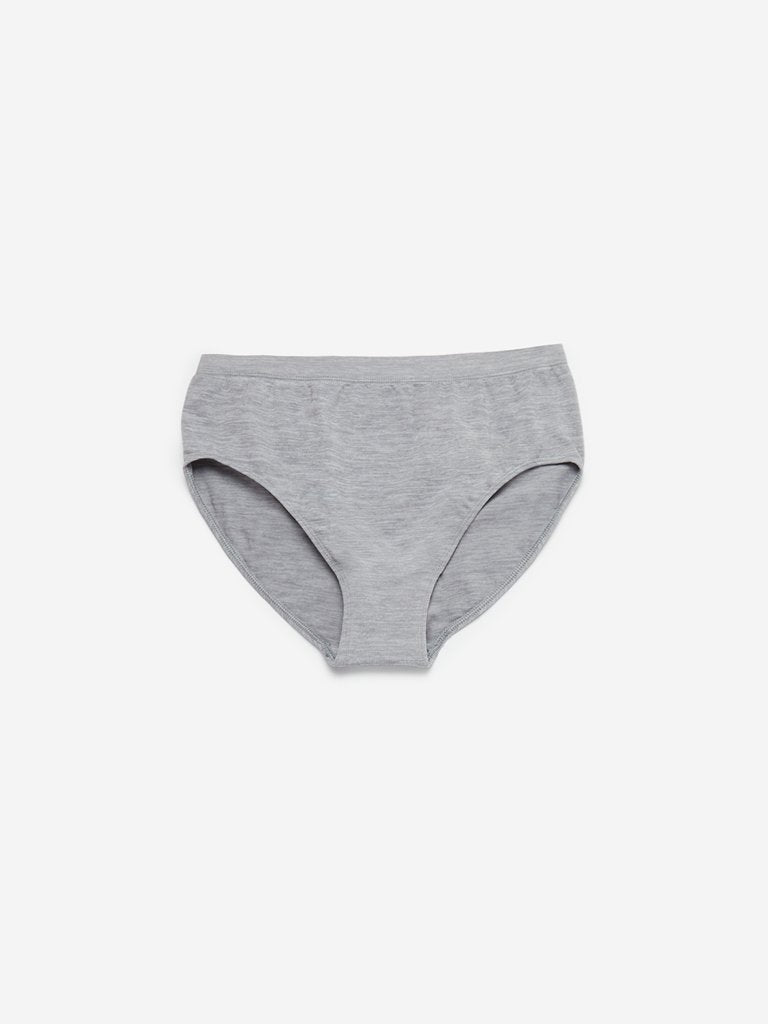 Wunderlove Grey-Melange Seam-Free Full Briefs