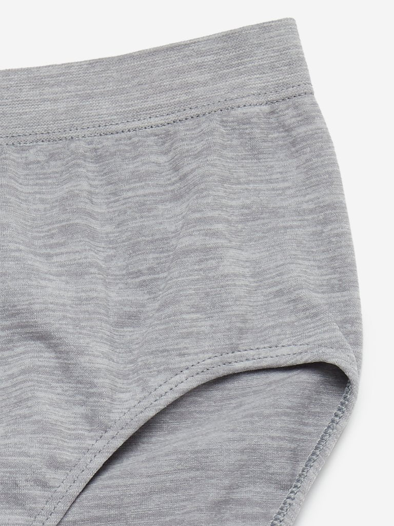 Wunderlove Grey-Melange Seam-Free Full Briefs