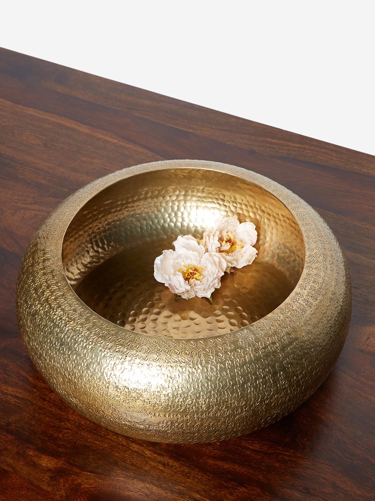 Westside Home Gold Self-Patterned Large Bowl