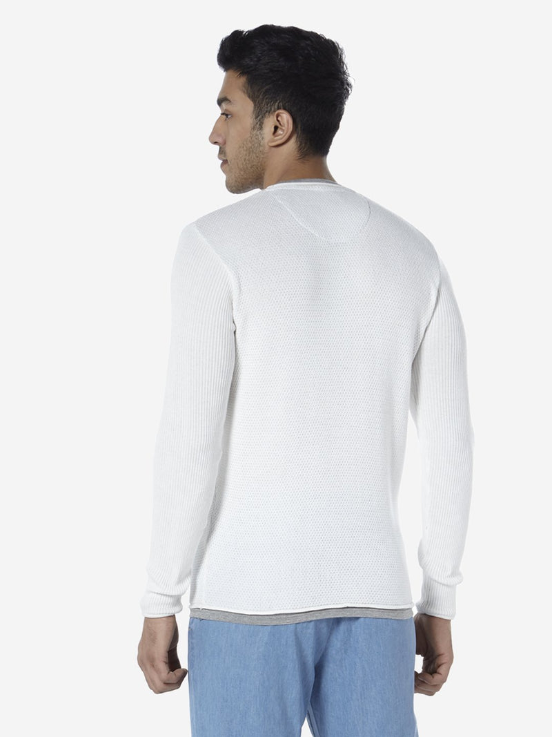 ETA White Knit-Finish Slim Fit T-Shirt