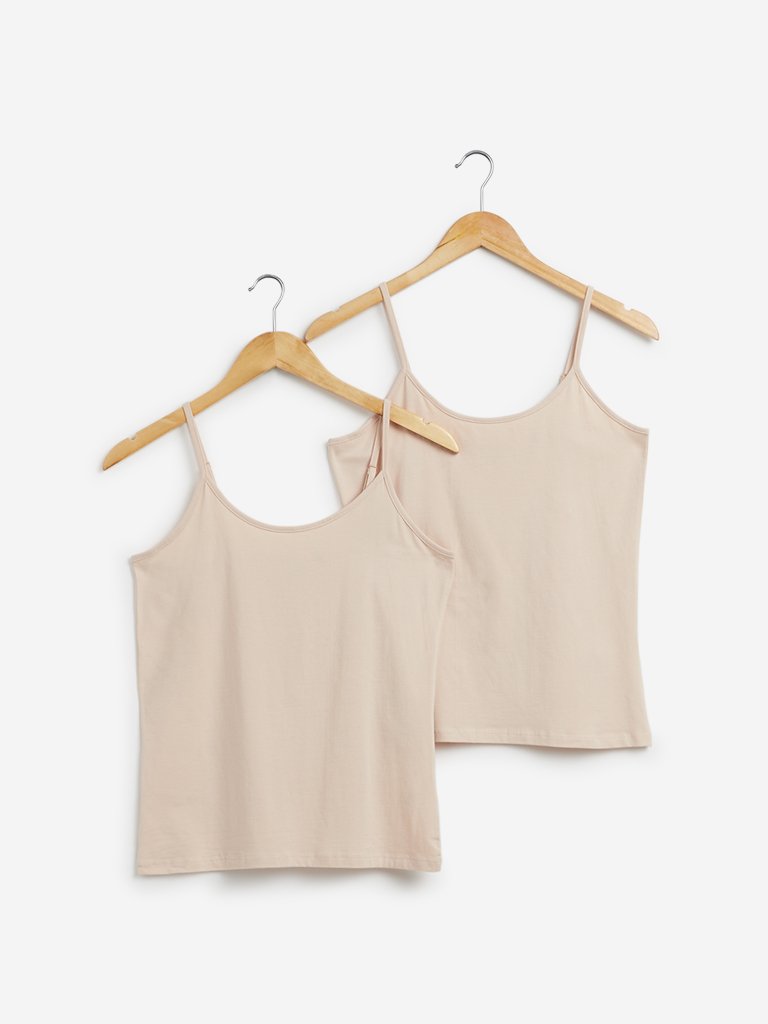 Wunderlove Beige Camisoles Set Of Two