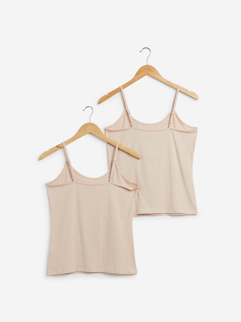 Wunderlove Beige Camisoles Set Of Two