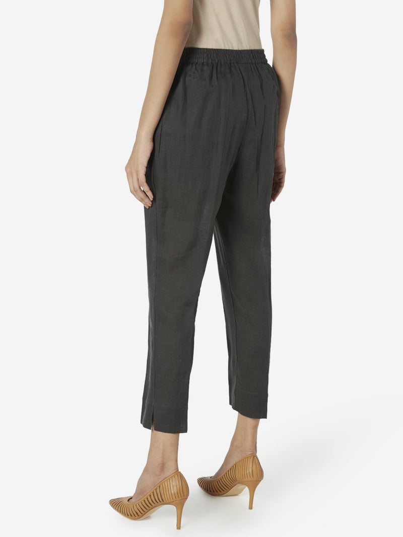 Zuba Charcoal Slim Fit Cropped Ethnic Pants