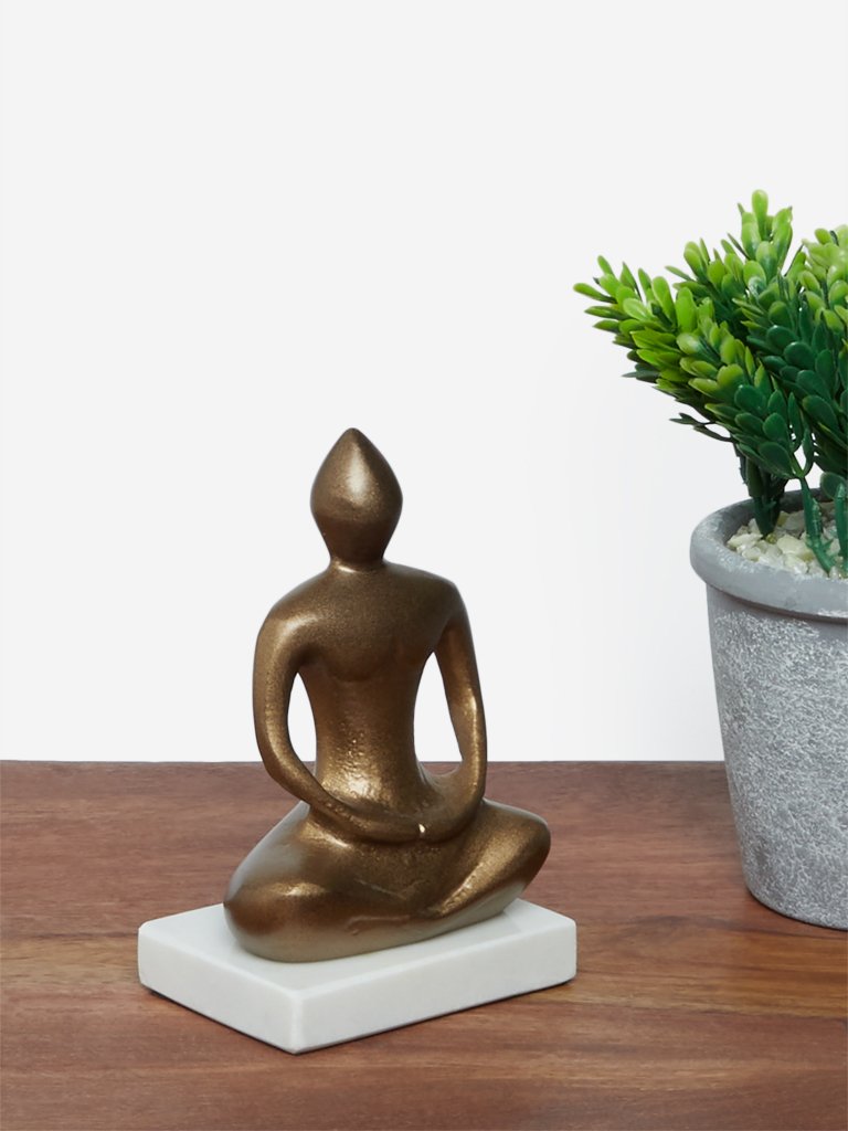 Westside Home Brass Buddha Dhyan-Pose Figurine