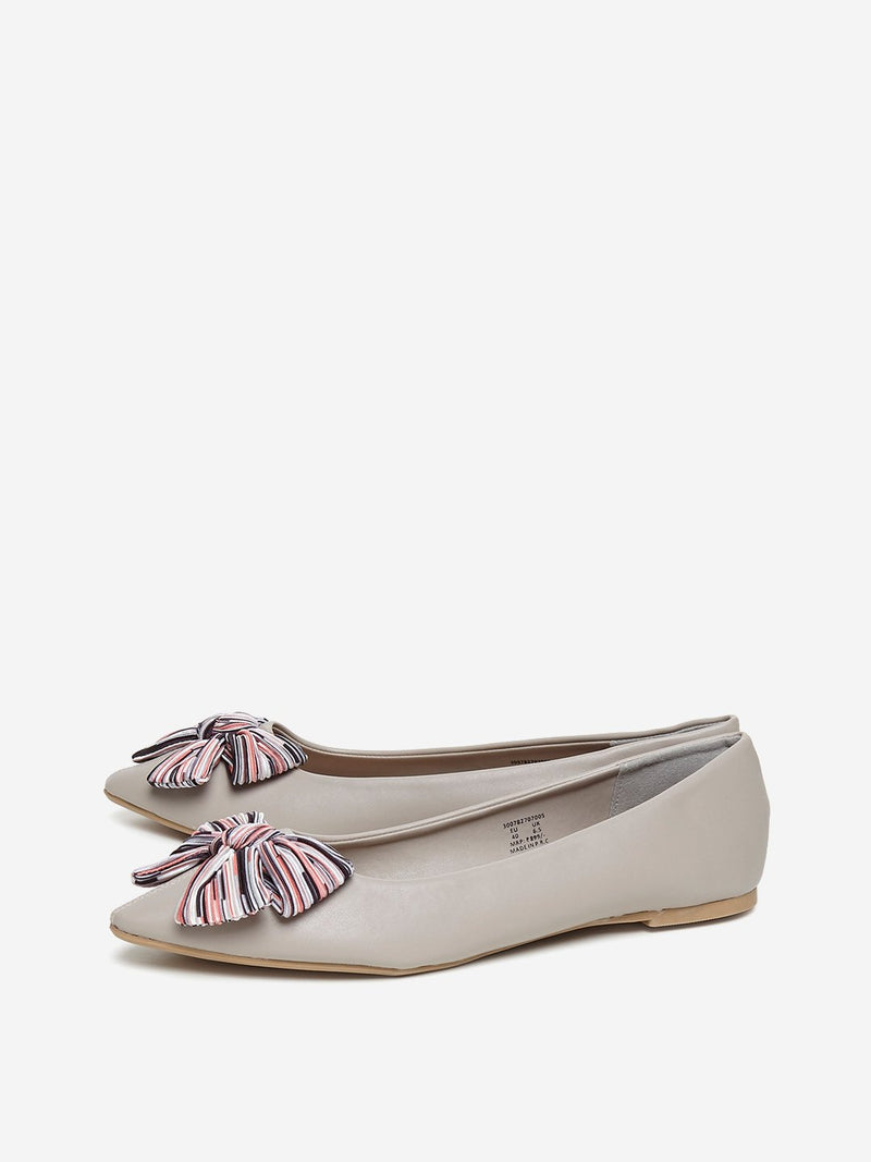 LUNA BLU Taupe Bow Detailed Flats
