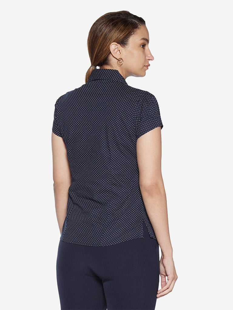 Wardrobe Navy Printed Nancy Blouse