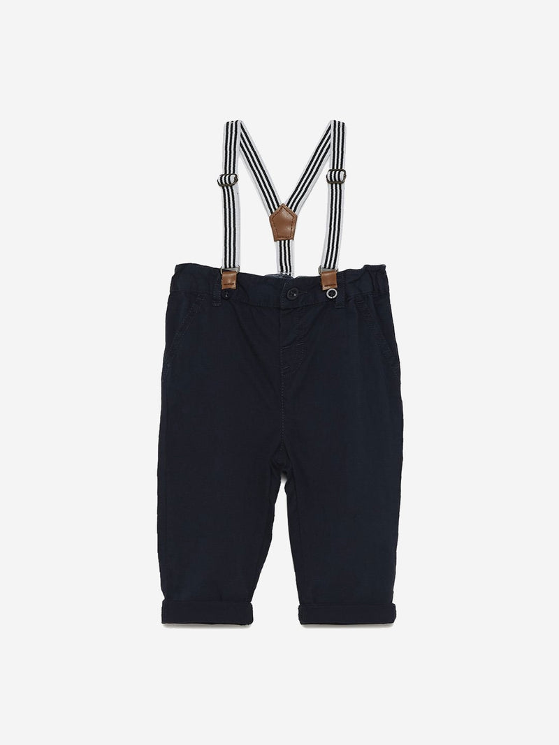 Baby HOP Navy Newton Pants With Suspenders