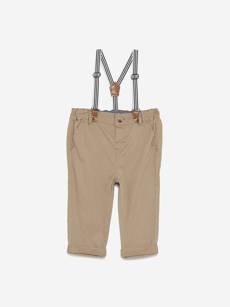 Baby HOP Beige Newton Pants With Suspenders