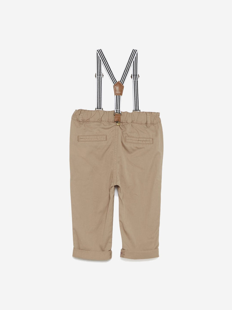 Baby HOP Beige Newton Pants With Suspenders