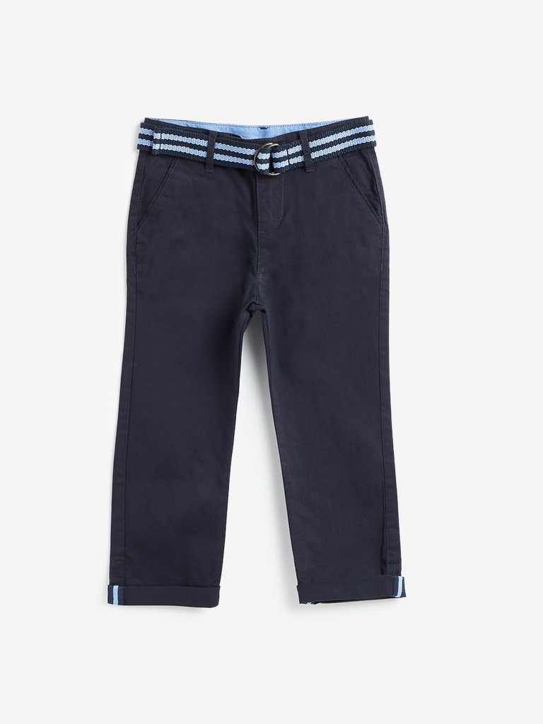 HOP Kids Navy Trousers With Belt