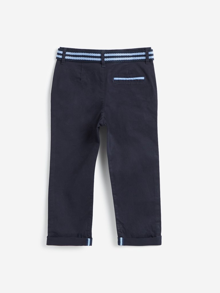 HOP Kids Navy Trousers With Belt