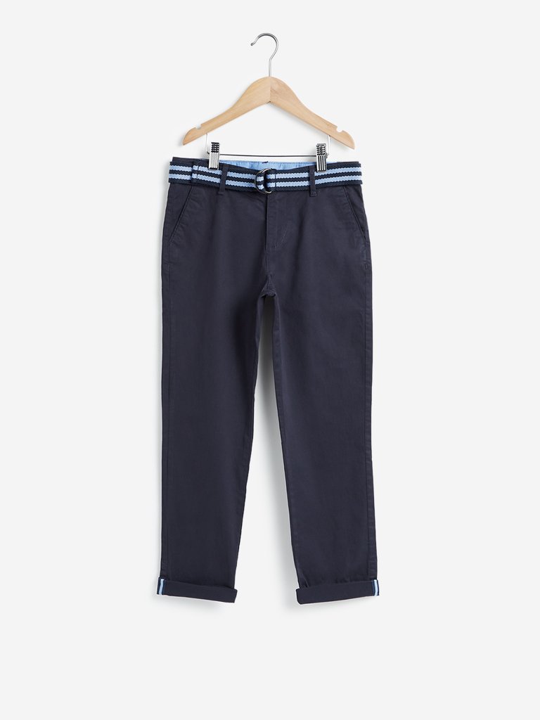 Y&F Kids Navy Trousers With Belt