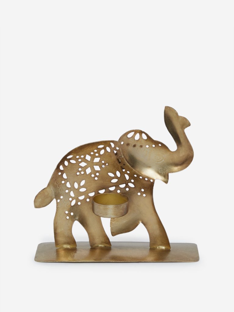 Westside Home Gold Elephant Candle Stand