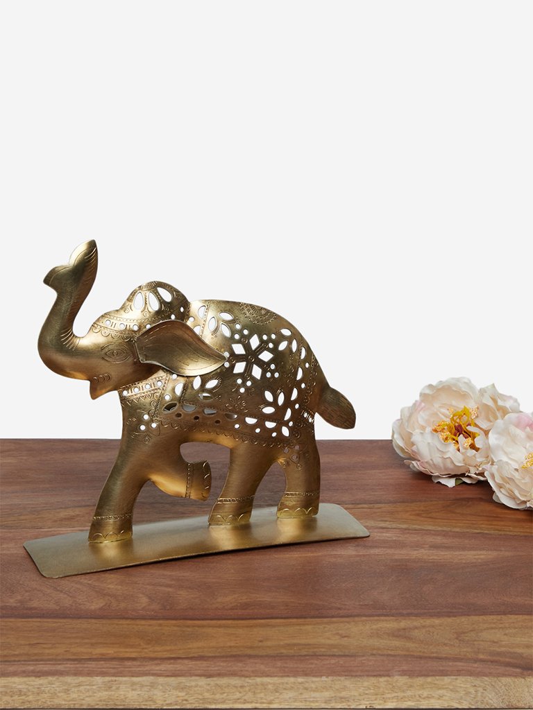 Westside Home Gold Elephant Candle Stand